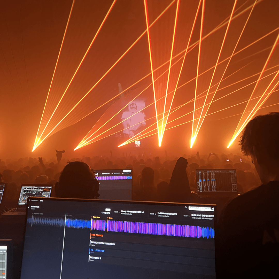 Time-line used in a live show environment